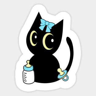 Cute black cat is a baby Sticker